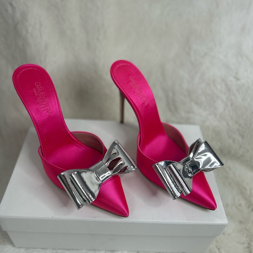 Giambattista Valli pink and Metallic Silver Heels
